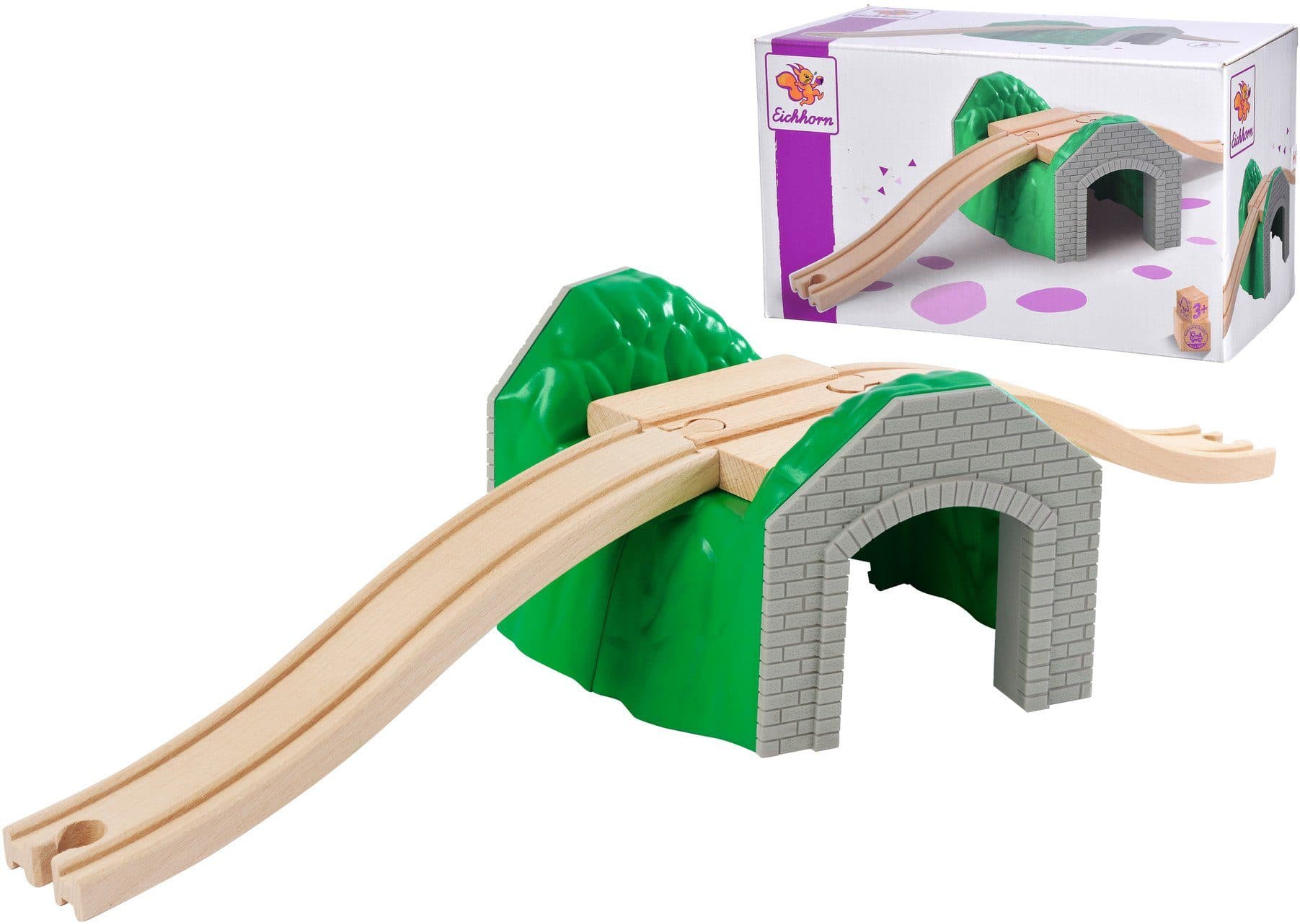 Eichhorn Spielzeugeisenbahn-Tunnel Bunt/Grau/Grün Holz - Bild 2