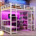 i@home Hochbett 140x200 cm mit Schreibtisch, LED-Beleuchtung & Kleiderschrank Bild 2