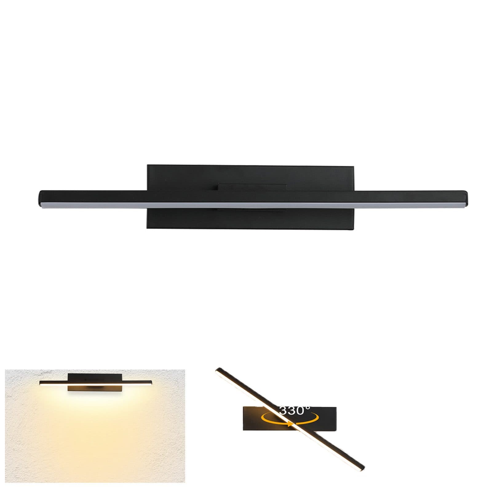 MUPOO LED Wandleuchte Modern Schwarz 330° drehbar 3 Farbtemperaturen