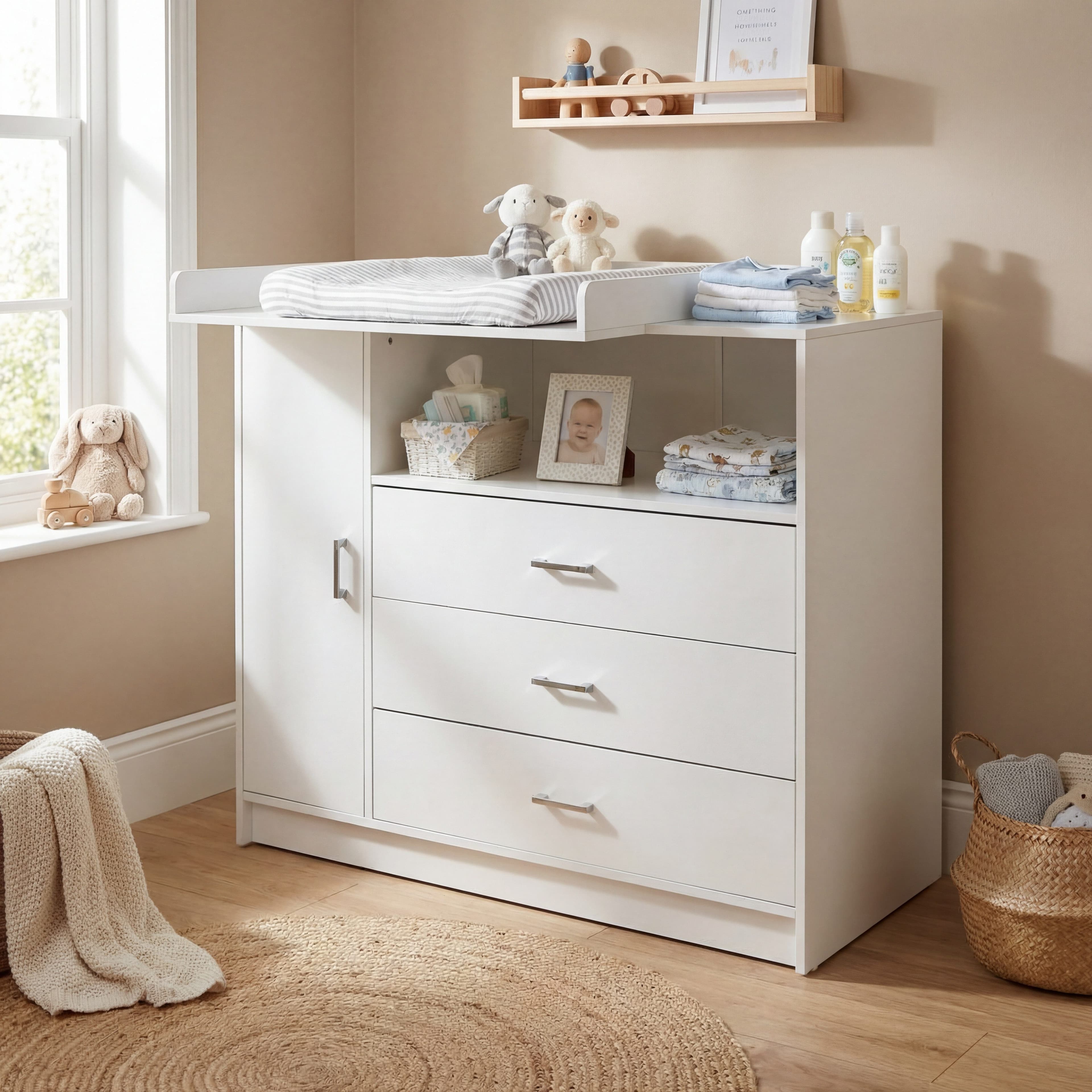 ecoMI Wickelkommode Wickeltisch Kommode mit abnehmbaren Wickelaufsatz in Weiß - Bild 2