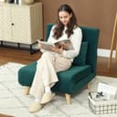 HOMCOM Schlafsofa Schlafsessel Dunkelgrün mit Schlaffunktion Bild 2