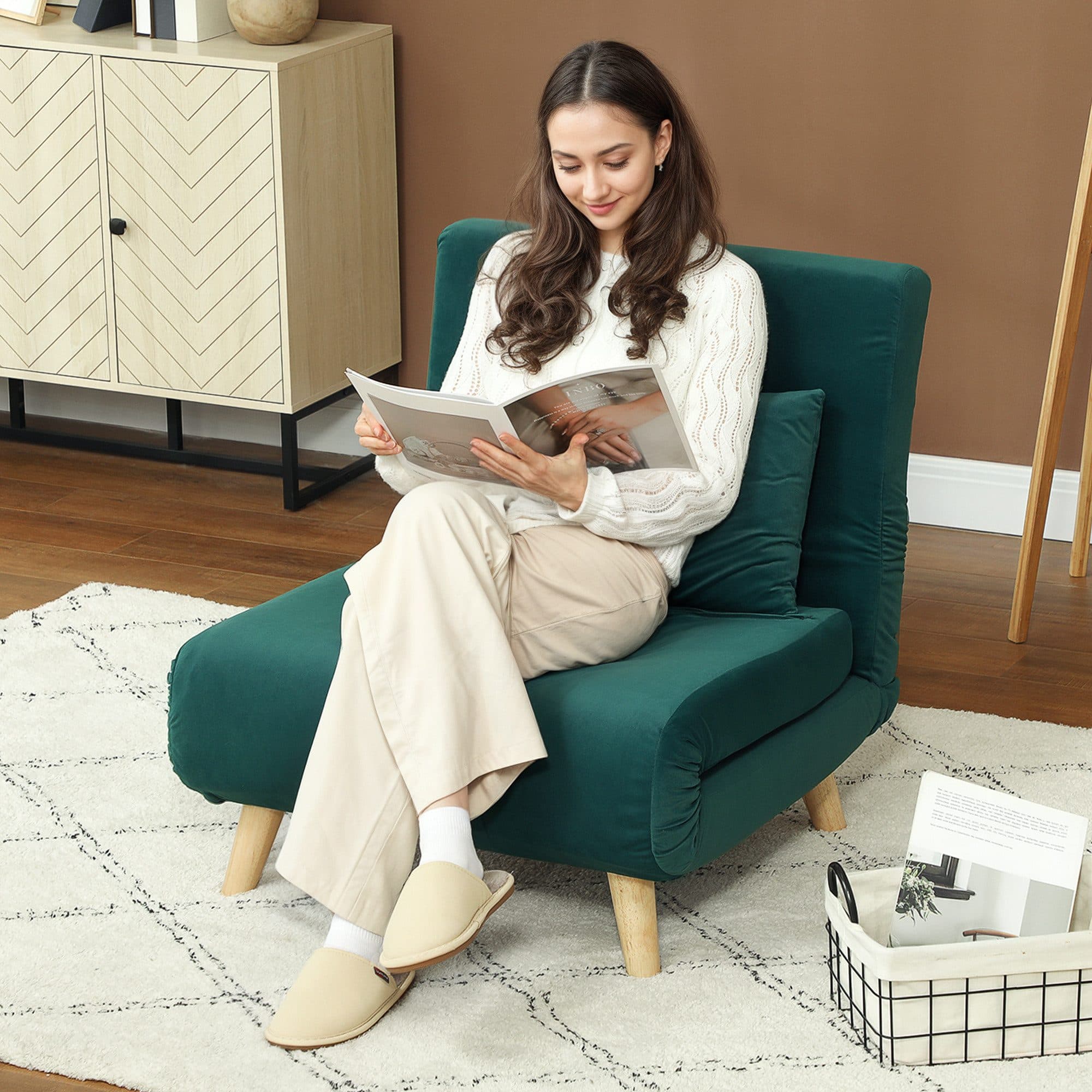 HOMCOM Schlafsofa Schlafsessel Dunkelgrün mit Schlaffunktion - Bild 2