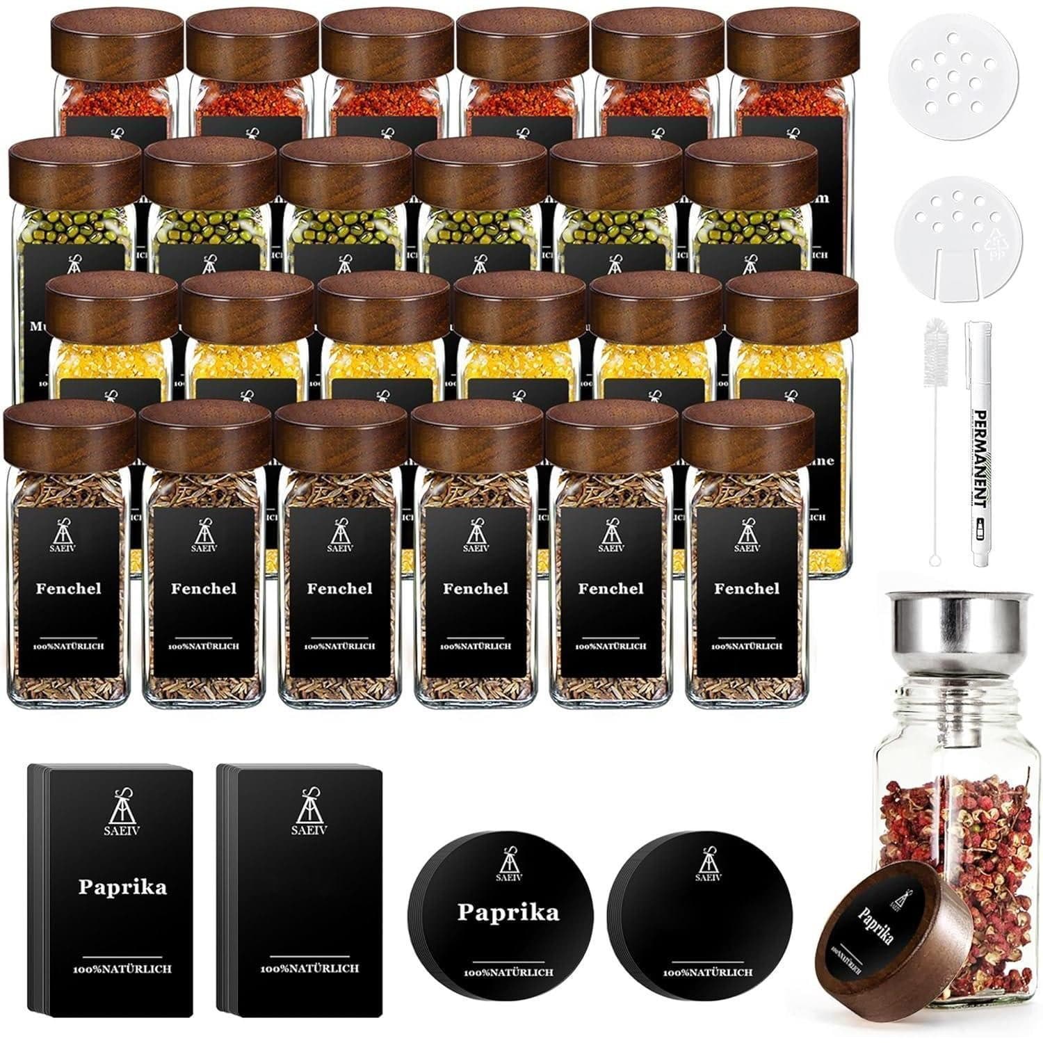 LuxusKollektion Gewürzdosen-Set 24er mit Akazienholz-Kappen - Bild 2