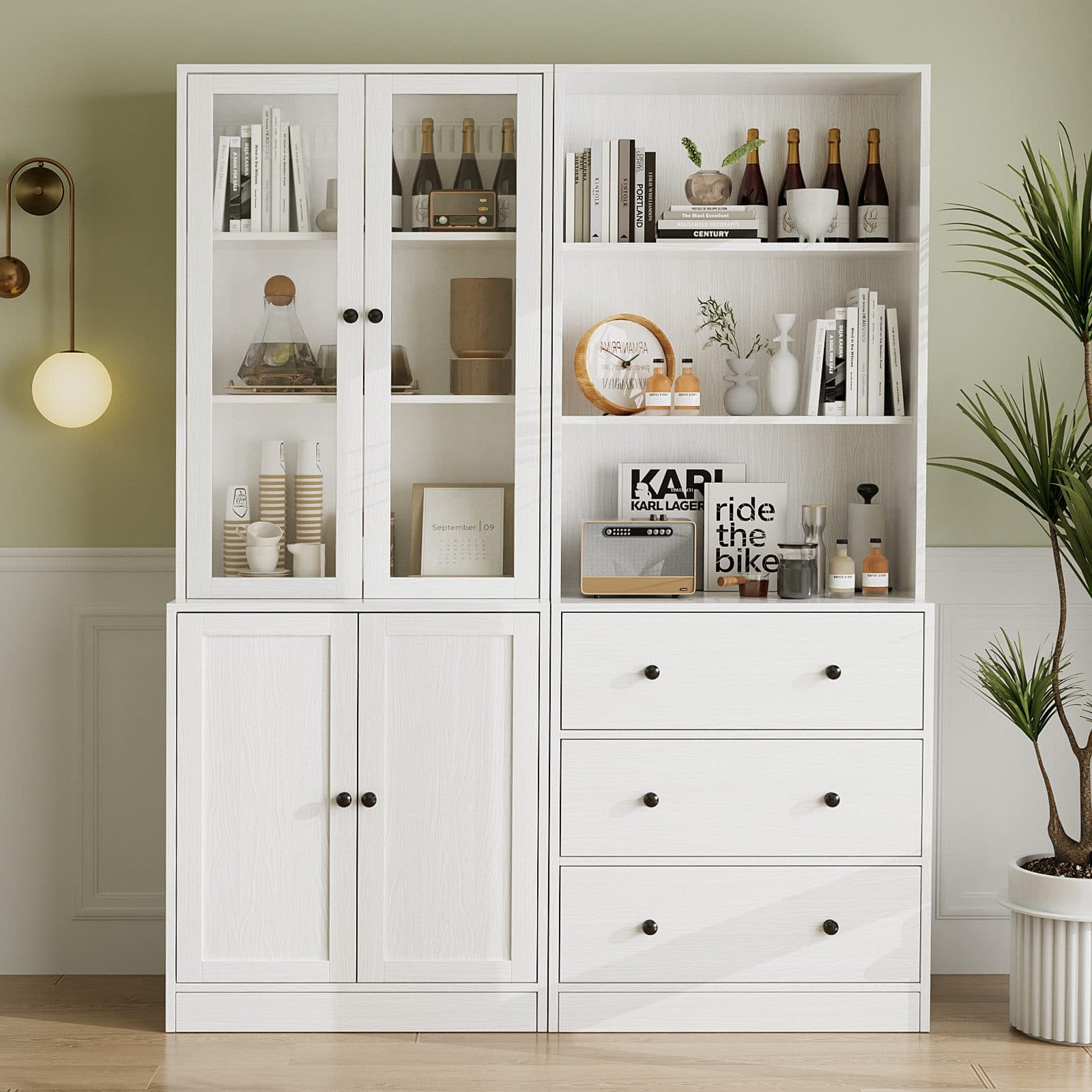 VOWNER Bücherregal 180 cm Hochschrank Weiß Schwarz - Bild 2