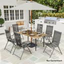 Outsunny Gartentisch Braun Stahl Lamellendesign mit Schirmloch Bild 2