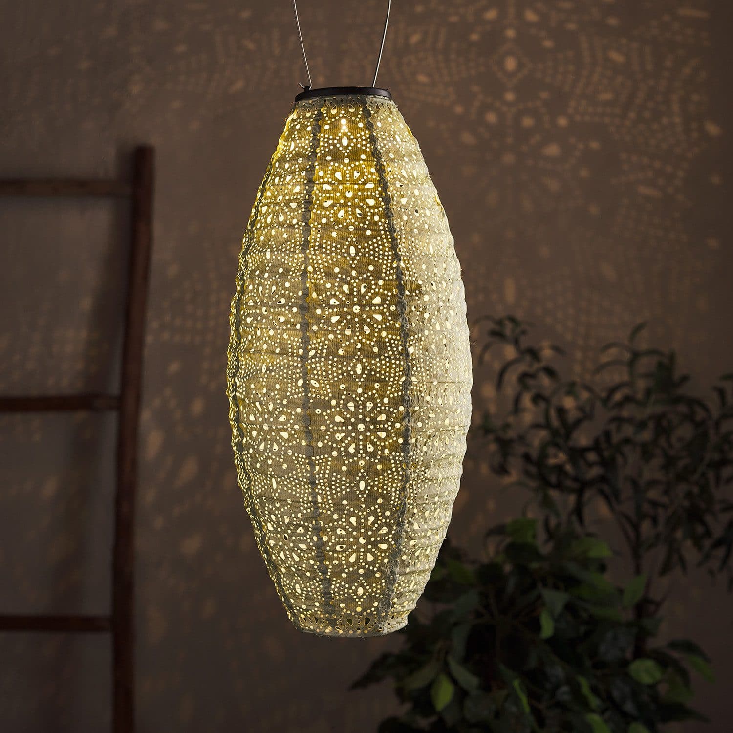 Lights4fun LED Laterne Tyvek Solar Lampion Grün Oval - Bild 2