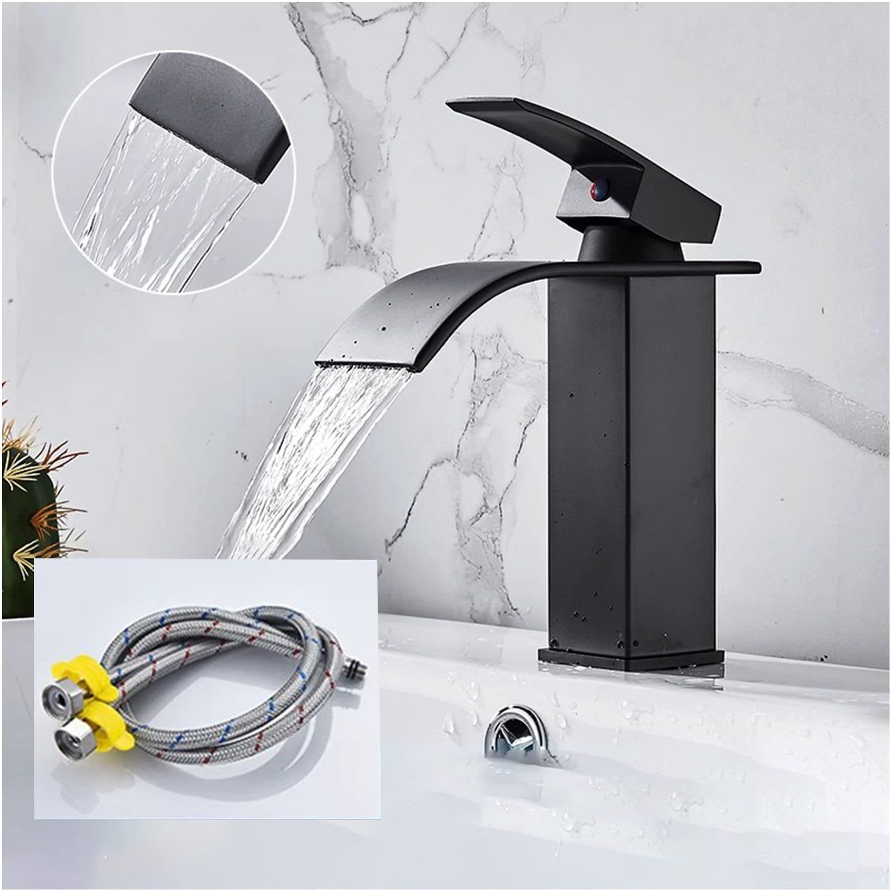 Mutig Waschtischarmatur Wasserfall Chrom Schwarz - Bild 2