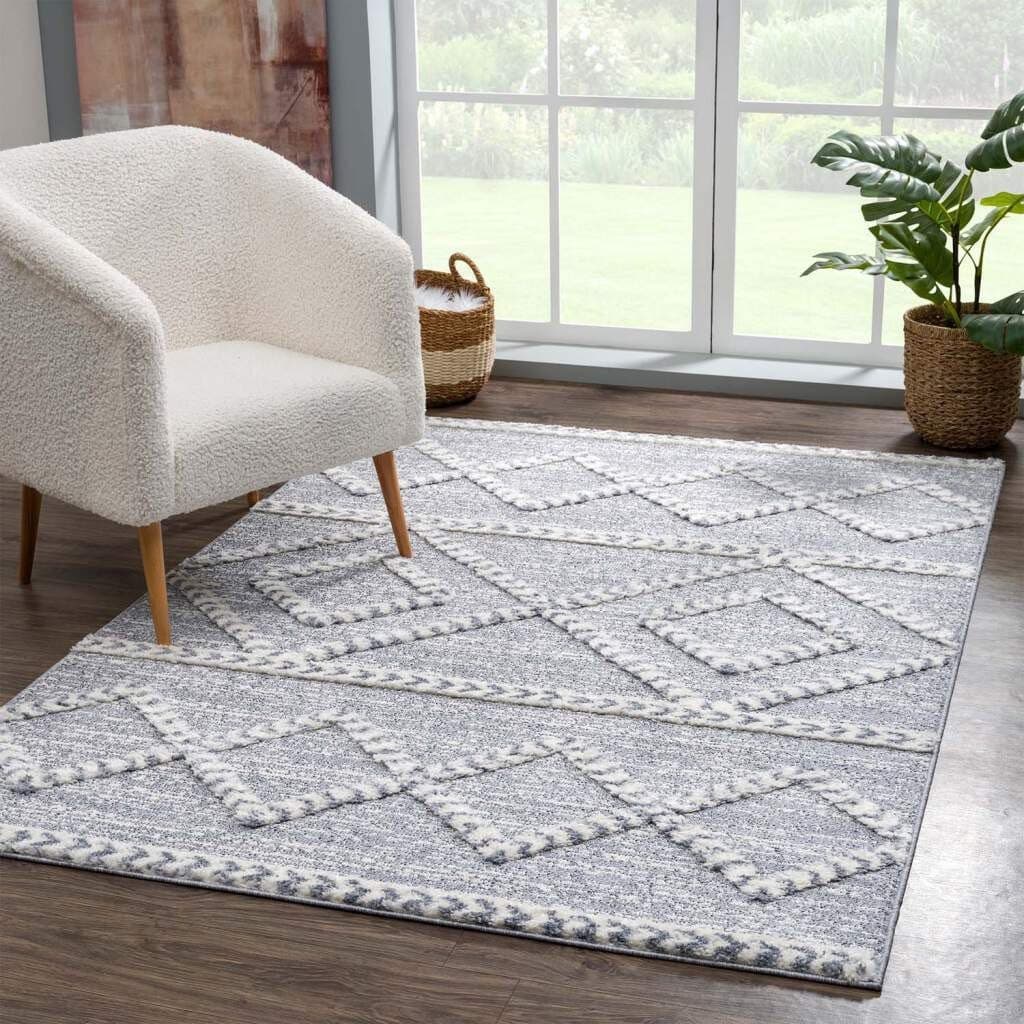 CARPET CITY Hochflor-Teppich Focus 3022 Grau Hoch-Tief-Effekt - Bild 2