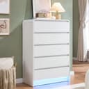 ADWOLT Kommode Weiß mit 5 Schubladen und LED-Beleuchtung Bild 2