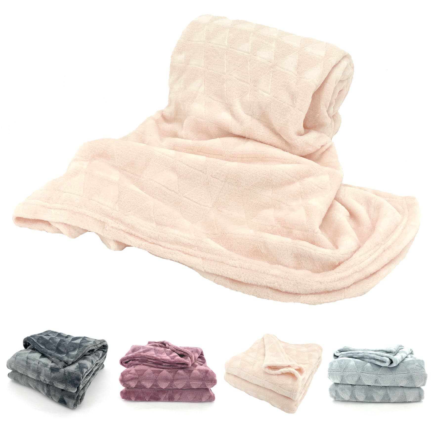 heimtexland Wohndecke Soft Flanell Kuscheldecke Creme Rautenmuster - Bild 2