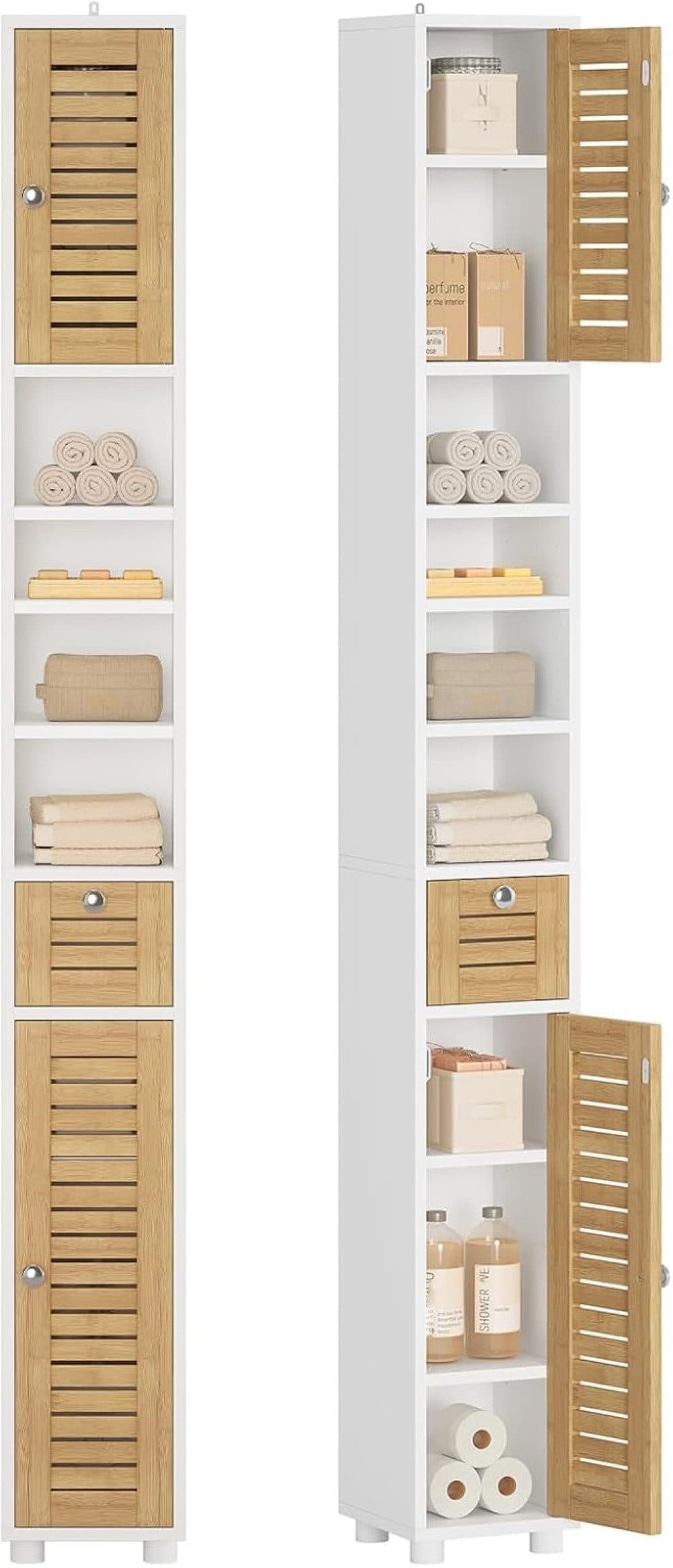MSMASK Hochschrank Badezimmerschrank 22x20x180 cm Holzfarben - Bild 2