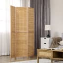 HOMCOM Paravent 3-teiliger Raumteiler Bambus Natur Bild 2