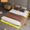 COMHOMA Metallbett mit LED & Steckdosen Modern Bild 2