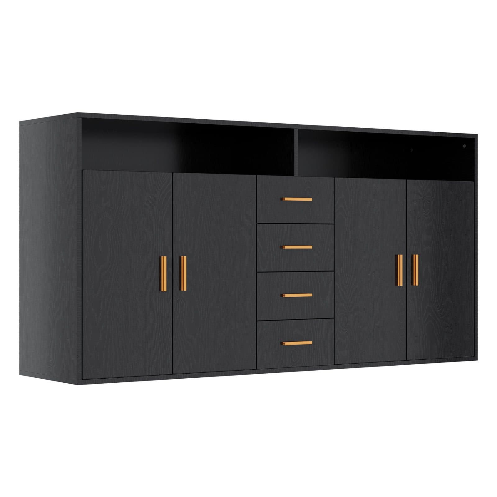 HOMAVO Sideboard BG1-L mit 4 Schubladen, 2 Türen & offenen Fächern