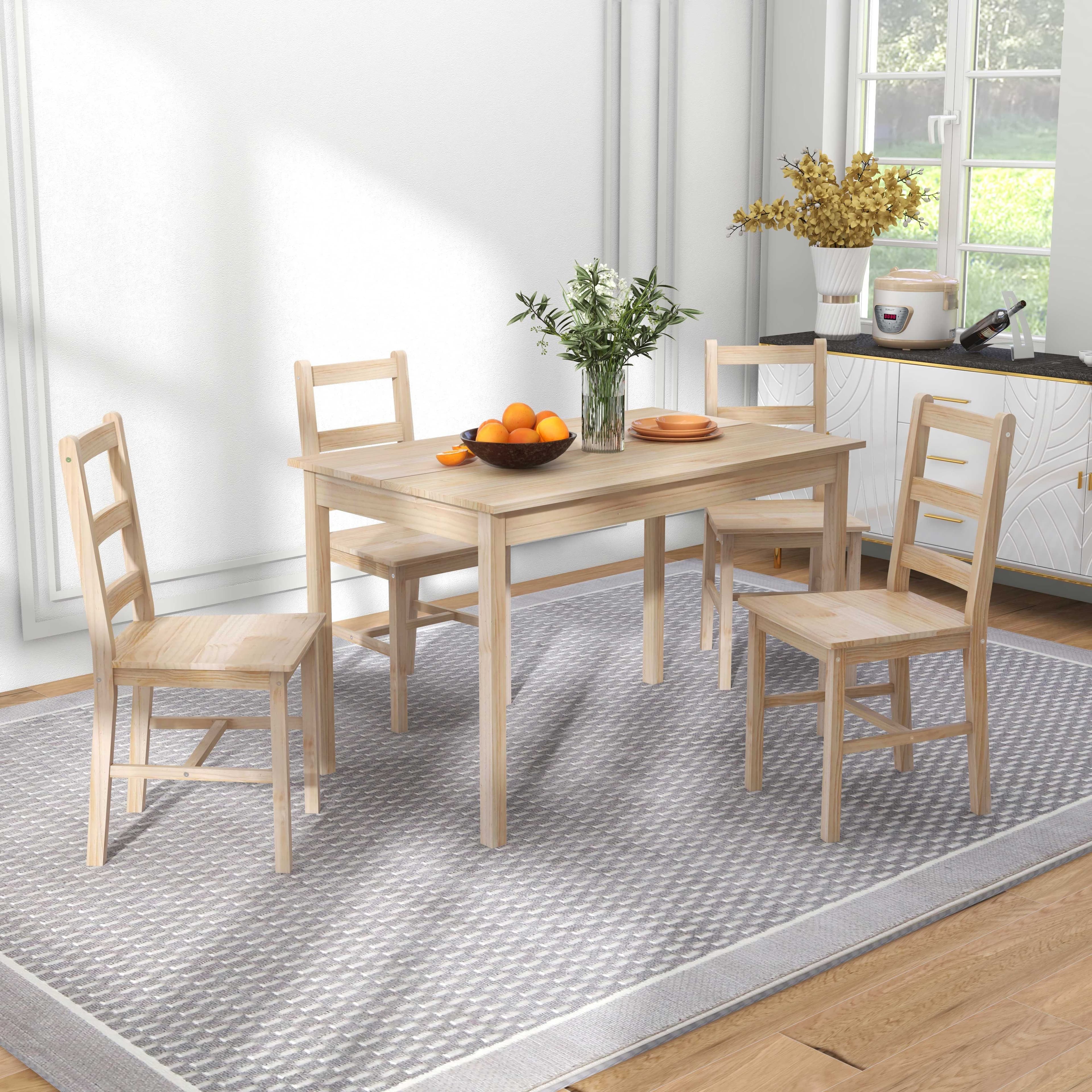 HOMCOM Essgruppe 5-teilig Massivholz Kiefer Natur - Bild 2