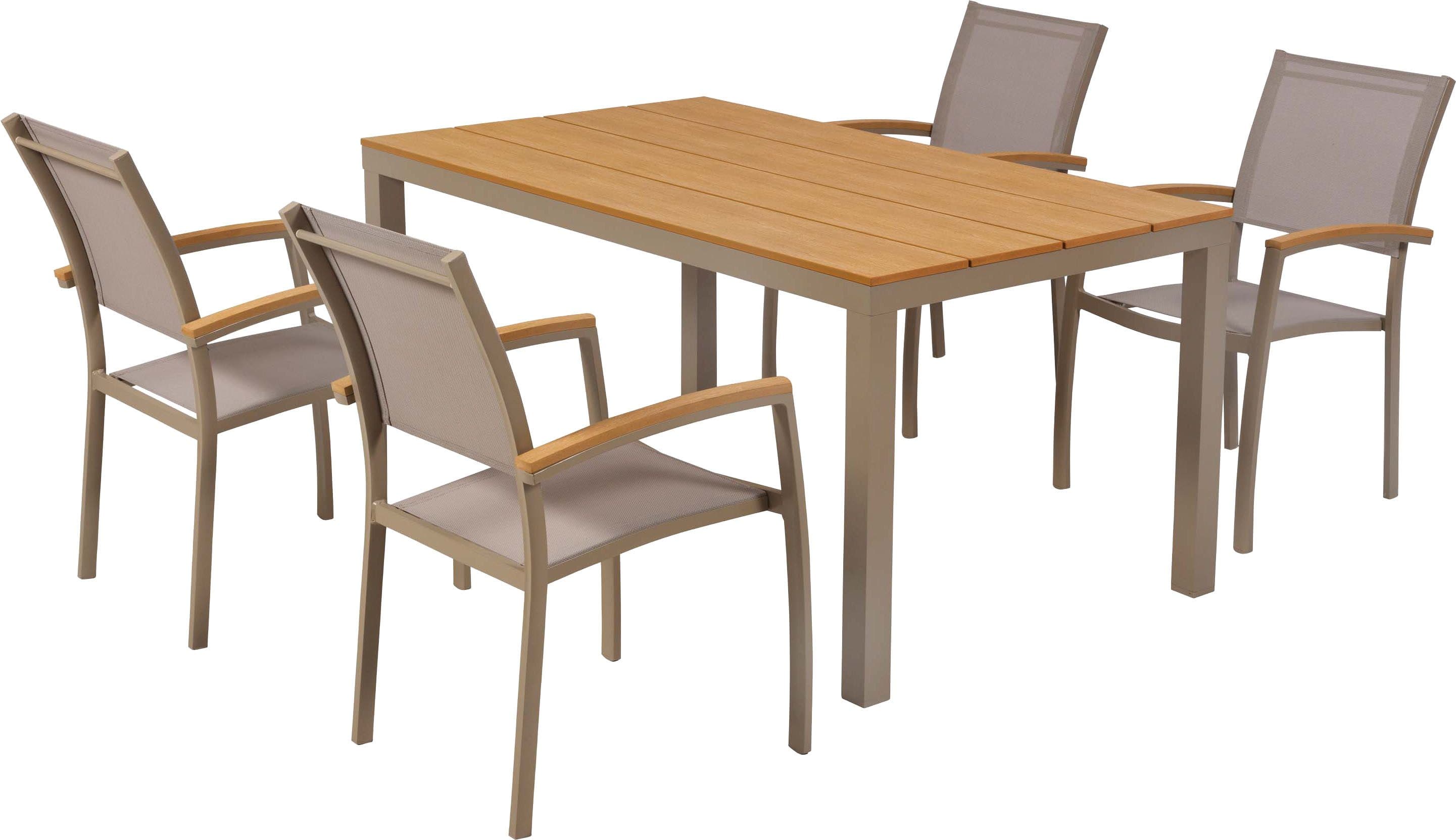 MERXX Garten-Essgruppe Piemont 5-tlg. Beige/Silber Aluminium - Bild 2