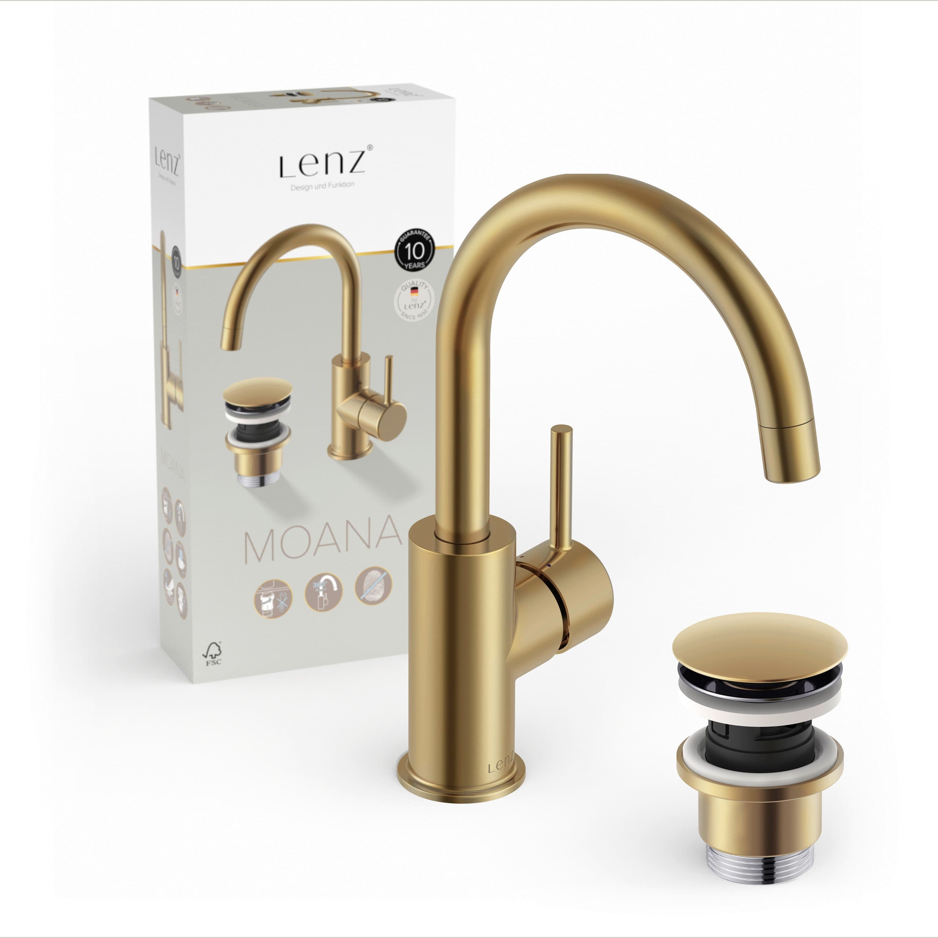 Lenz Waschtischarmatur MOANA Gold 360° schwenkbar - Bild 2