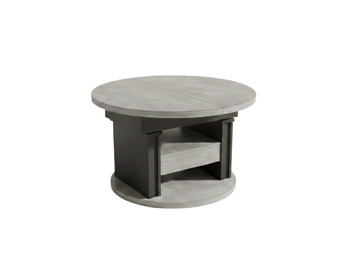 designimpex Couchtisch DA-999 rund höhenverstellbar mit Schublade - Bild 2