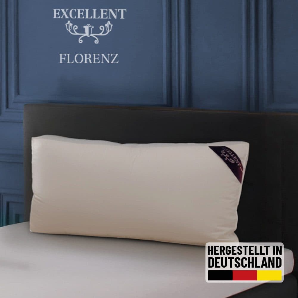 EXCELLENT 3-Kammer-Kopfkissen Florenz Weiß Baumwolle Daunen Federn - Bild 2