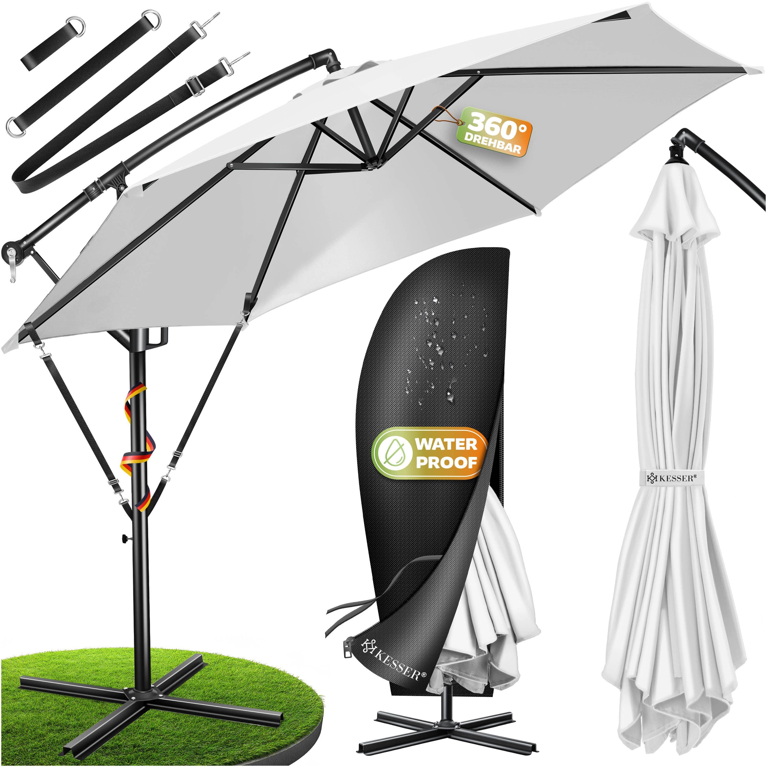 KESSER Ampelschirm Aluminium Sonnenschirm mit Kurbel und Abdeckung - Bild 2