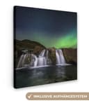 OneMillionCanvasses® Leinwandbild Nordlicht - Wasserfall - Island - Natur Bild 2