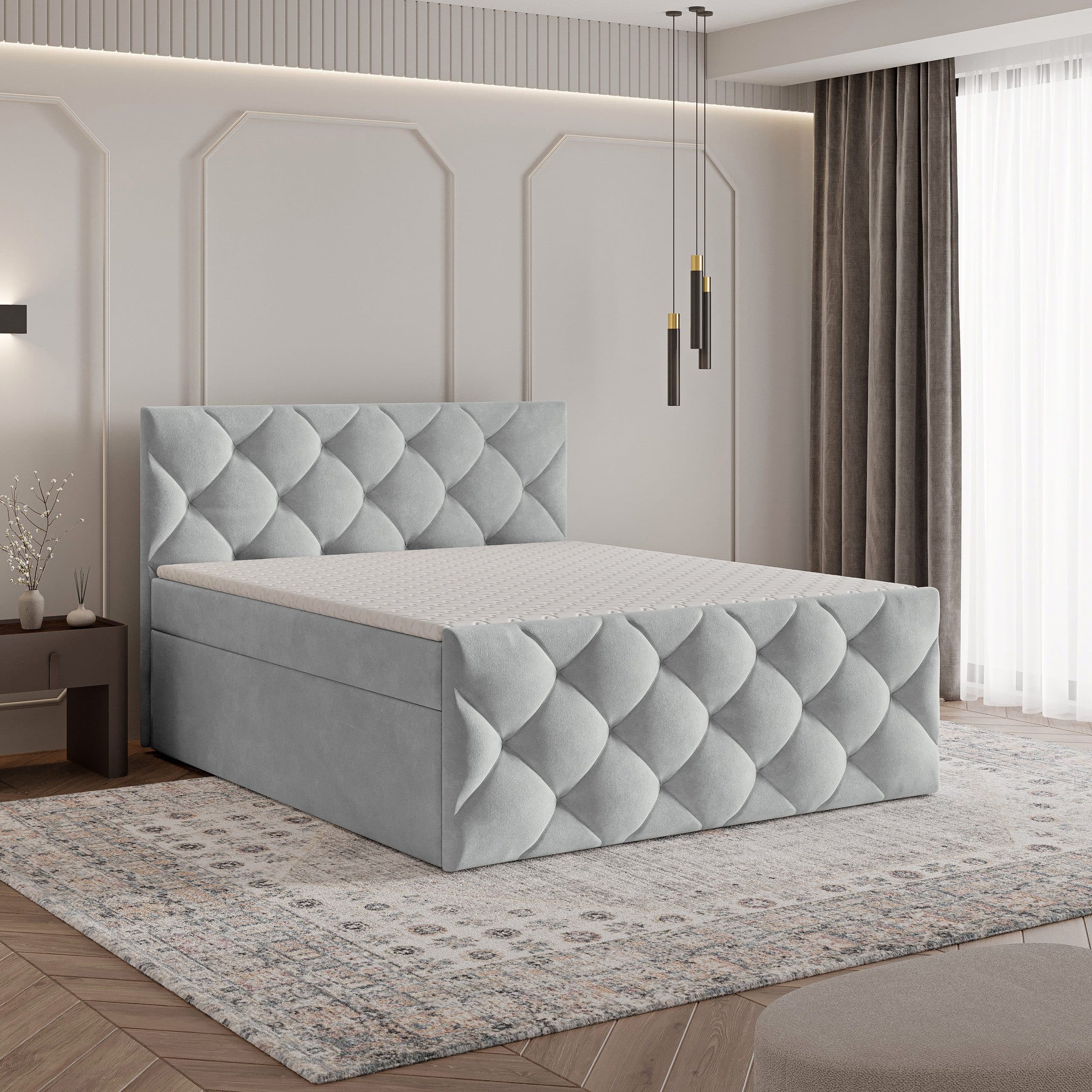 Masseno Boxbett ROVARI Grau mit Bonell-Matratze und Topper - Bild 2
