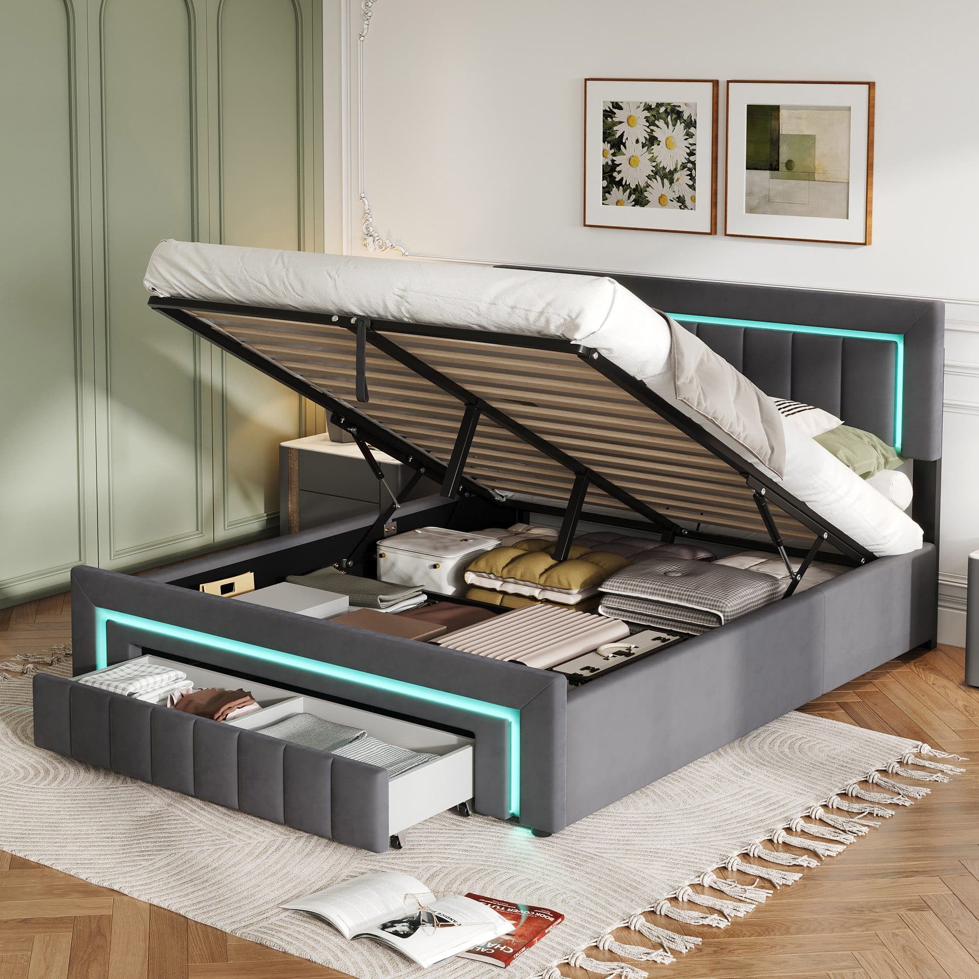 HAUSS SPOLE Polsterbett 140x200 mit LED und Bettkasten - Bild 2