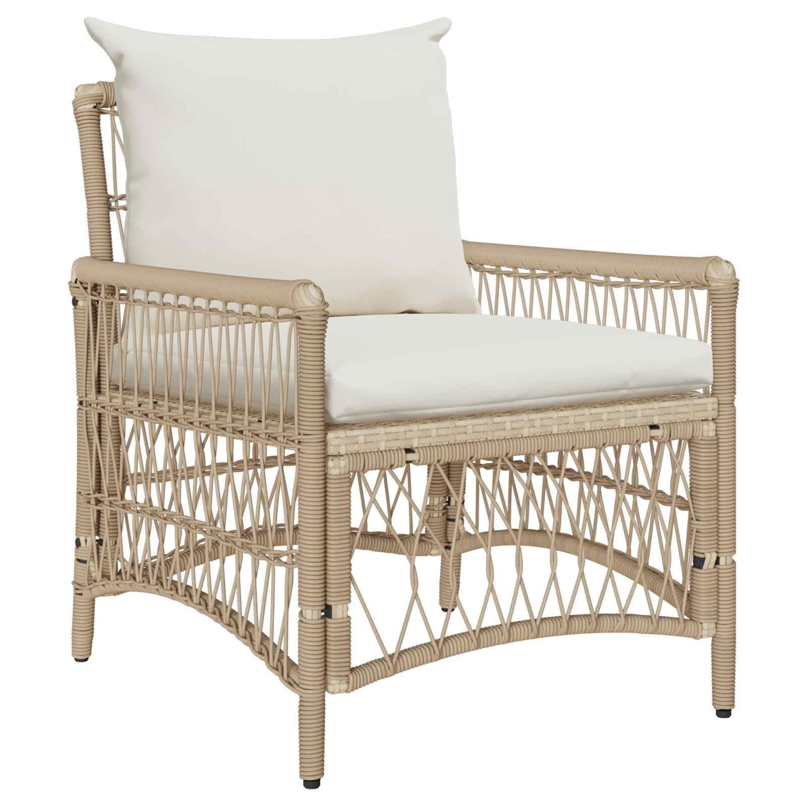 vidaXL Gartenstuhl mit Kissen Beige Poly-Rattan - Bild 2