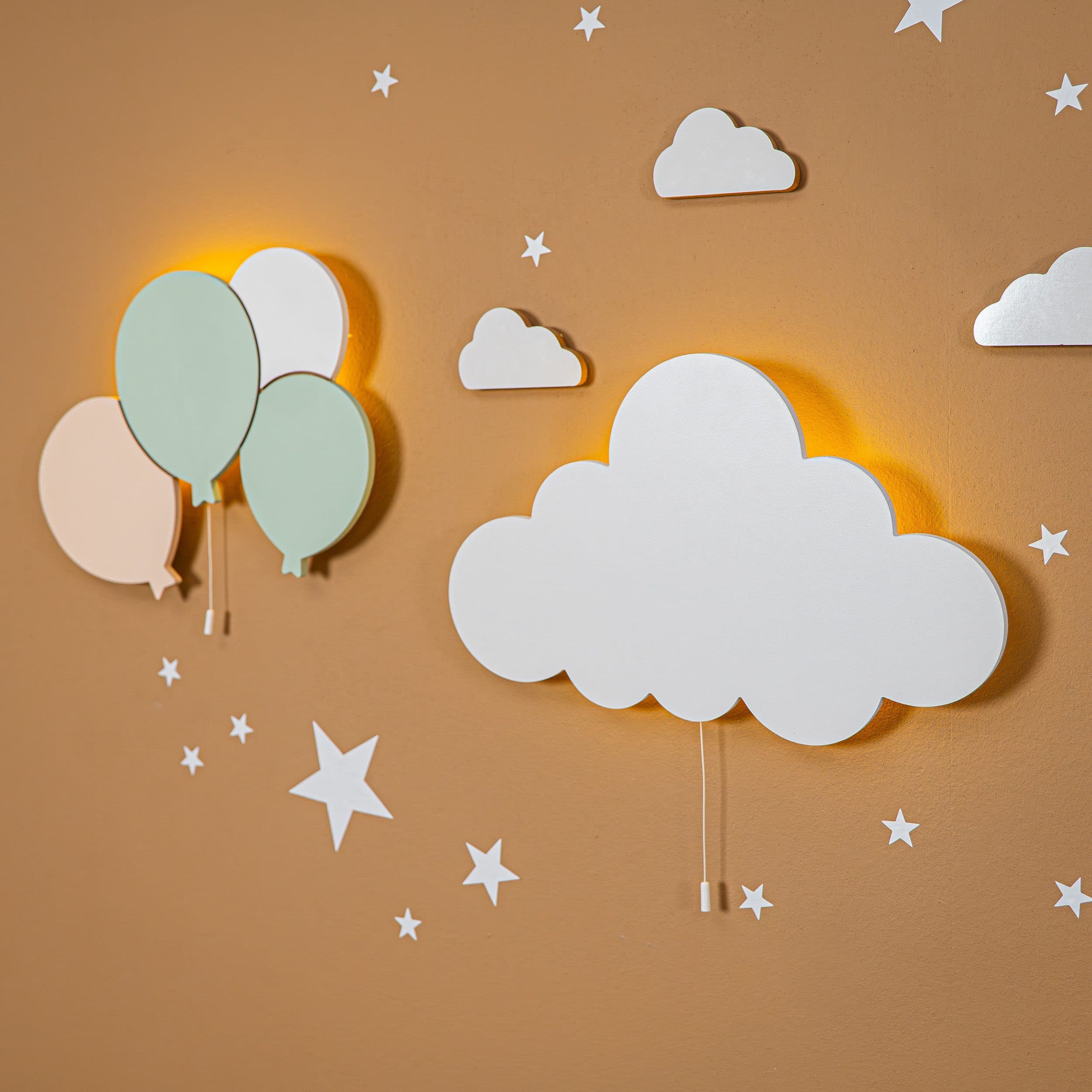 COZYCOLLECTIONS LED Wandleuchte Ballons & Wolke Massivholz Warmweiß - Bild 2