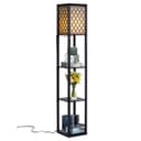 COSTWAY Stehlampe Schwarz mit 3 Regalen Bild 2