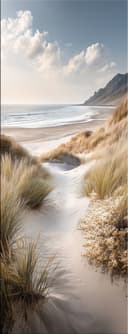 artissimo Glasbild Strandmotiv Dünenweg am Meer Wandbild Hochformat Bild 2