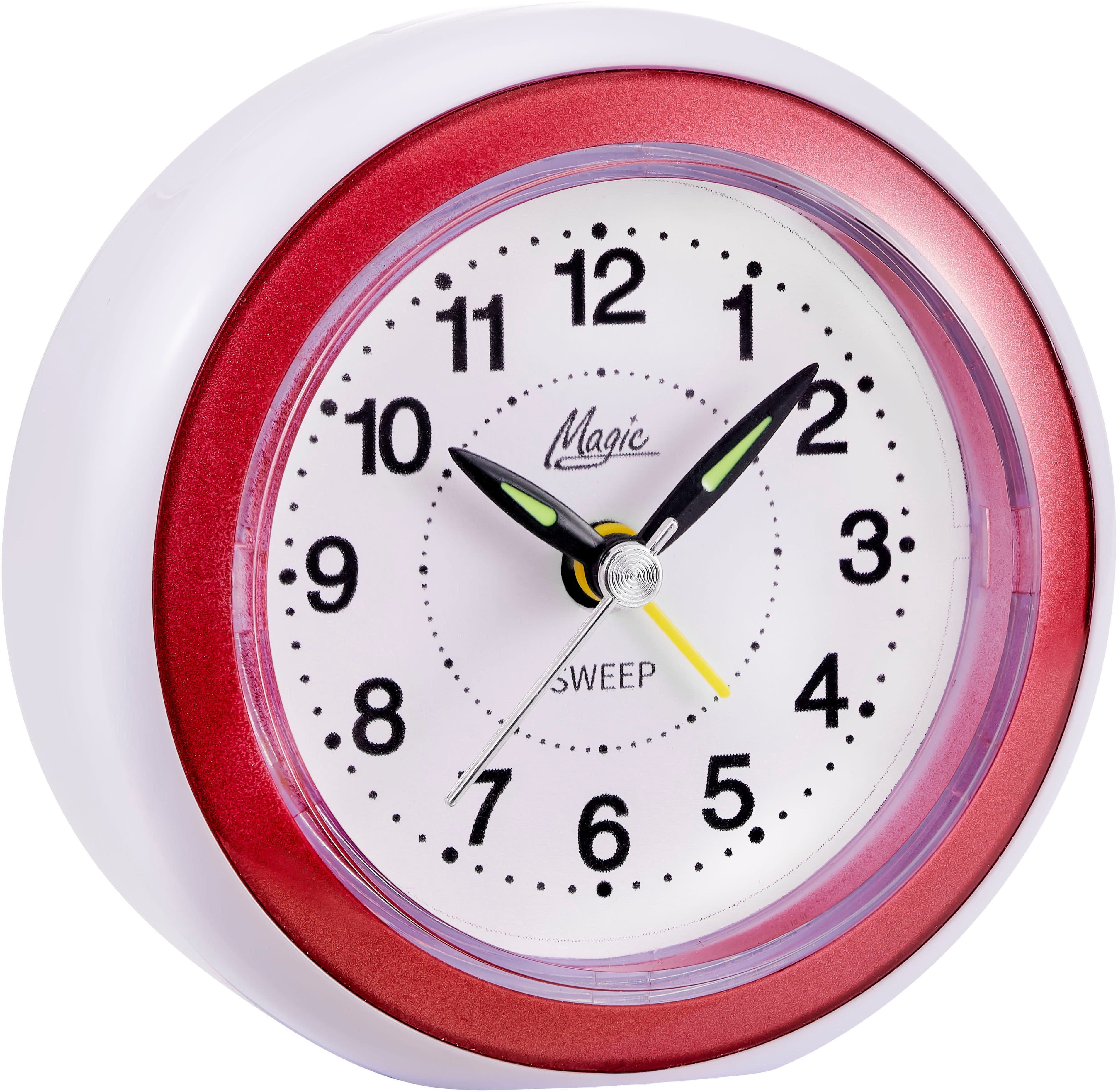 Atlanta Quarzwecker Analog Rot-Weiß mit Leuchtzeiger und Weckwiederholung