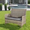 Mucola Gartenbank Schwarz Polyrattan mit Kissen Bild 2