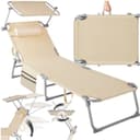 tectake Gartenliege Chloé Beige mit Sonnendach und Seitentasche Bild 2