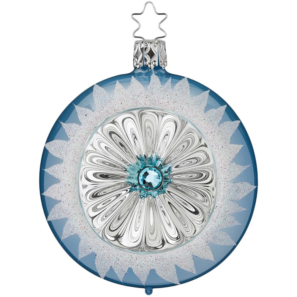 INGE-GLAS® Weihnachtsbaumkugel Reflexkugel Azurblau opal Ø 8cm Mundgeblasen Handbemalt