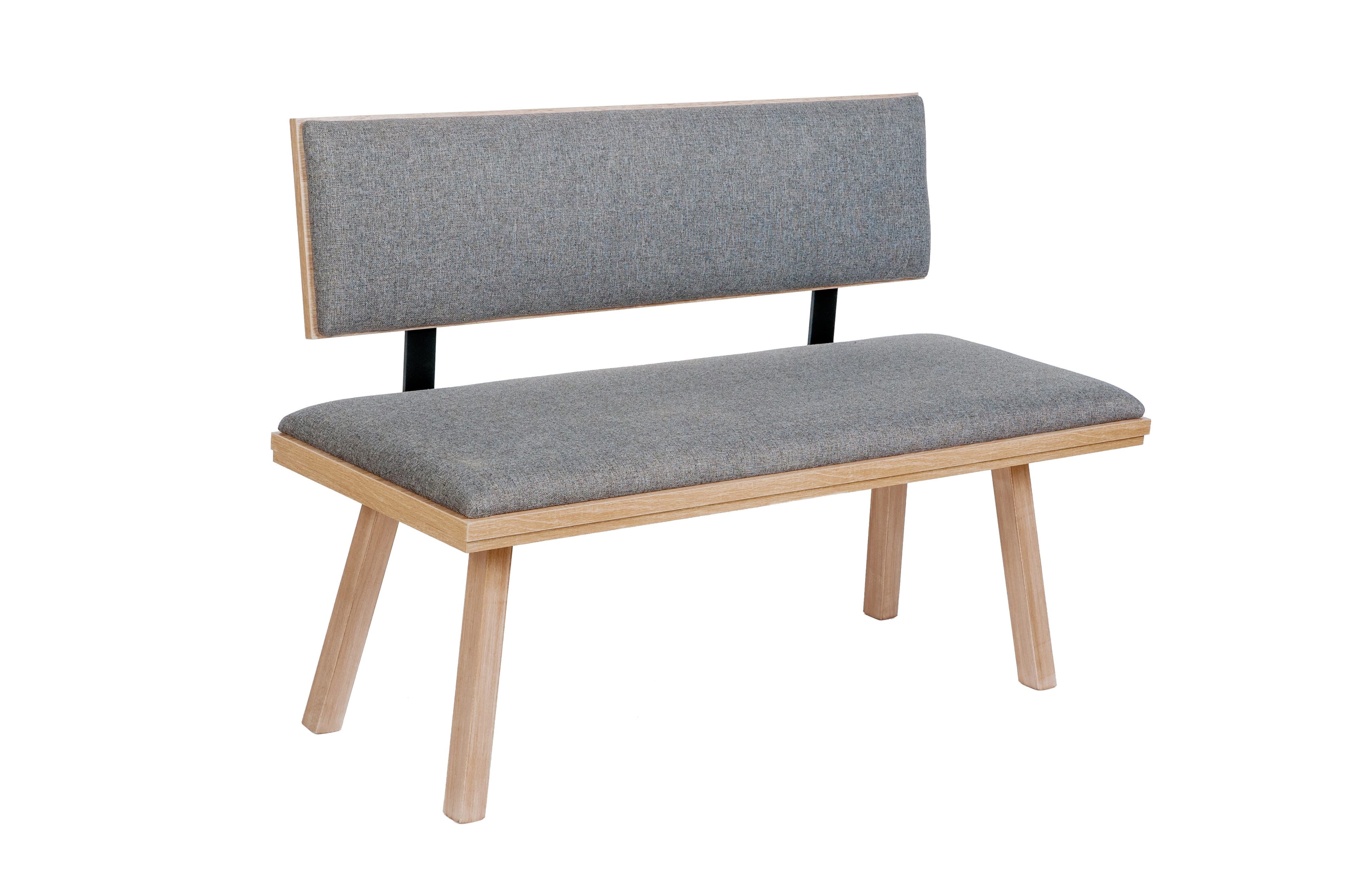 Kundler Home Sitzbank mit Lehne gepolstert Steingrau