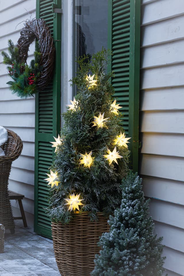 Dekoleidenschaft LED-Sterne Lichterkette mit Timer - Outdoor Weihnachtsbeleuchtung