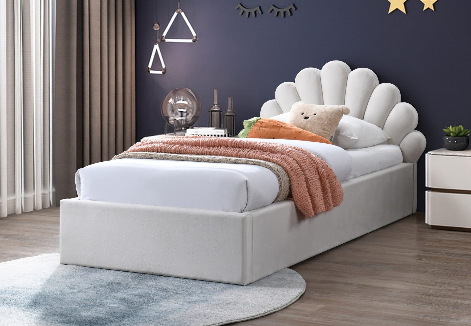 Kids Collective Kinderbett Polsterbett 90x200 cm mit Samtbezug Beige - Bild 2
