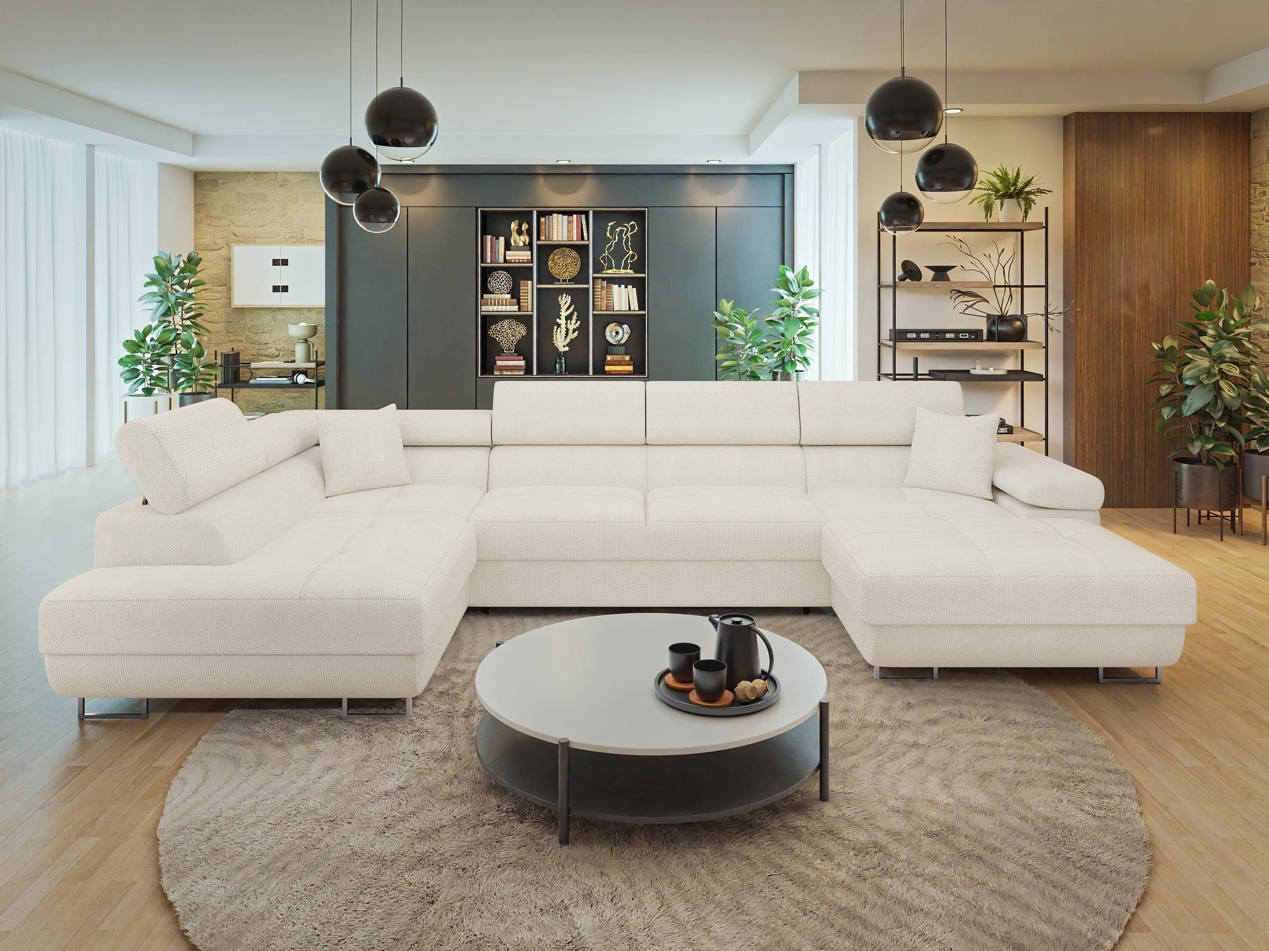MIRJAN24 Ecksofa U-Form mit Bettkasten und Schlaffunktion Beige Chenille - Bild 2