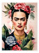 Posterlounge Wandbild Frida Kahlo mit Rosen Bunt Poster Bild 2