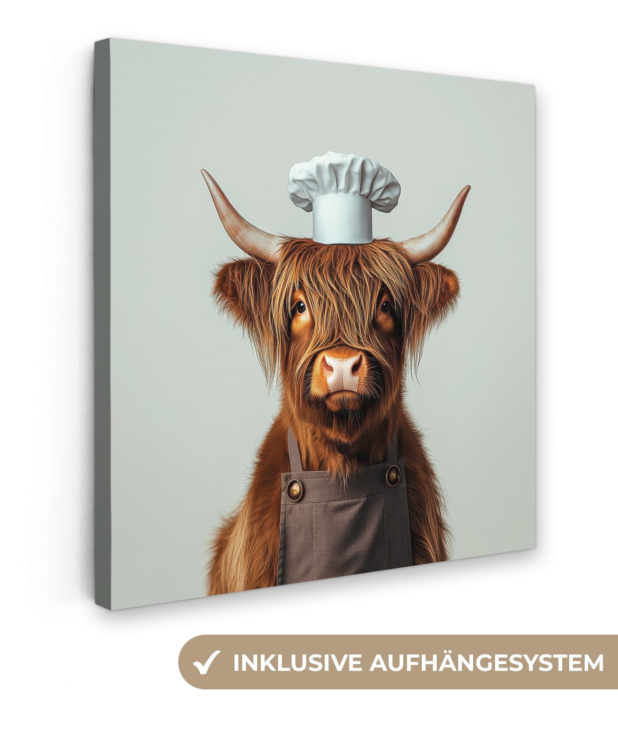 OneMillionCanvasses® Leinwandbild Schottische Hochlandkuh Braun Weiss - Bild 2