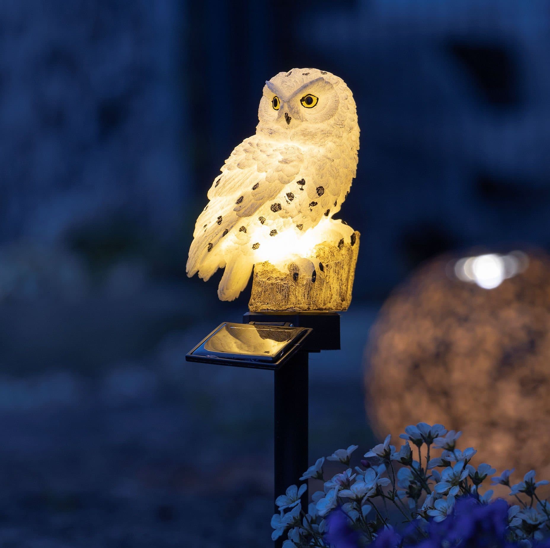 Spetebo Gartenfigur LED Solar Eule warm weiß - Bild 2