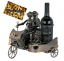 BRUBAKER Weinflaschenhalter Motorrad Paar mit Beiwagen Metall Skulptur Silber Bild 2