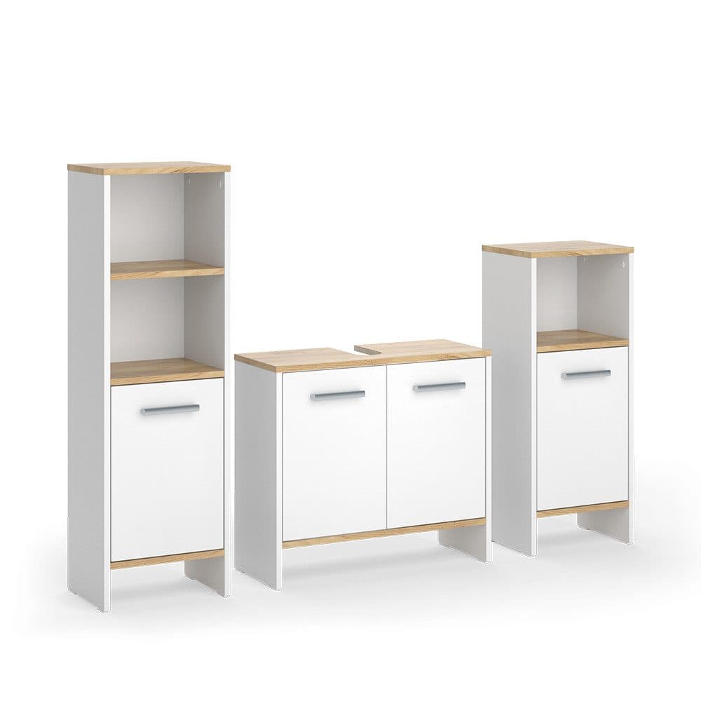 Vicco Badmöbel-Set Karli 3-teilig Weiß/Goldkraft Eiche - Bild 2