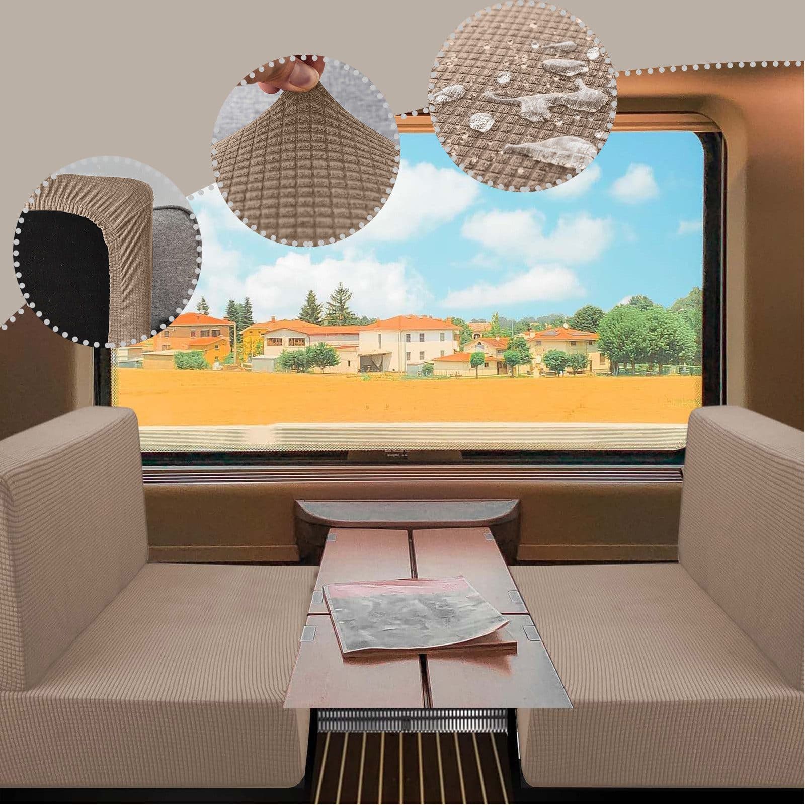 Jibenhome Sofaschoner 2-teilig Jacquard Taupe Wasserabweisend - Bild 2