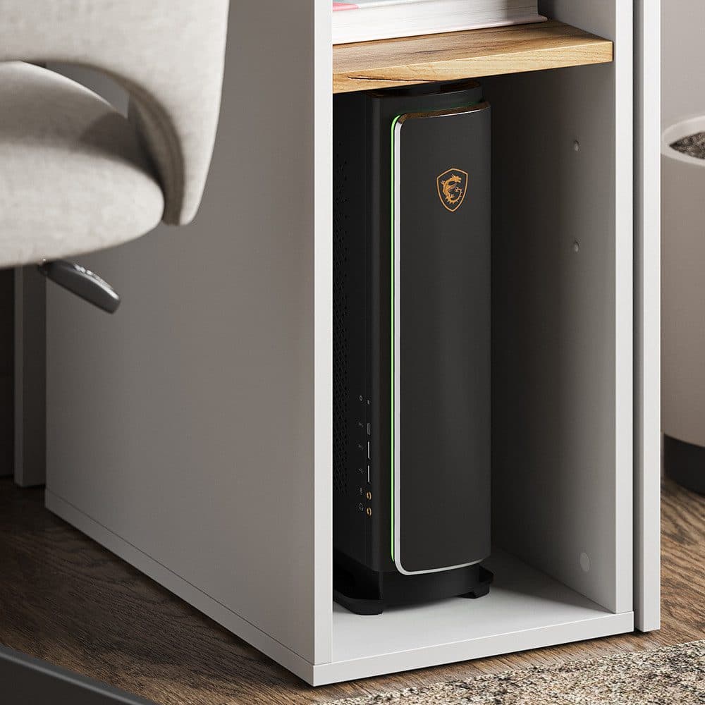 Vicco PC-Schrank Tomy Weiß/Goldkraft Eiche mit 2 Fächern - Bild 2