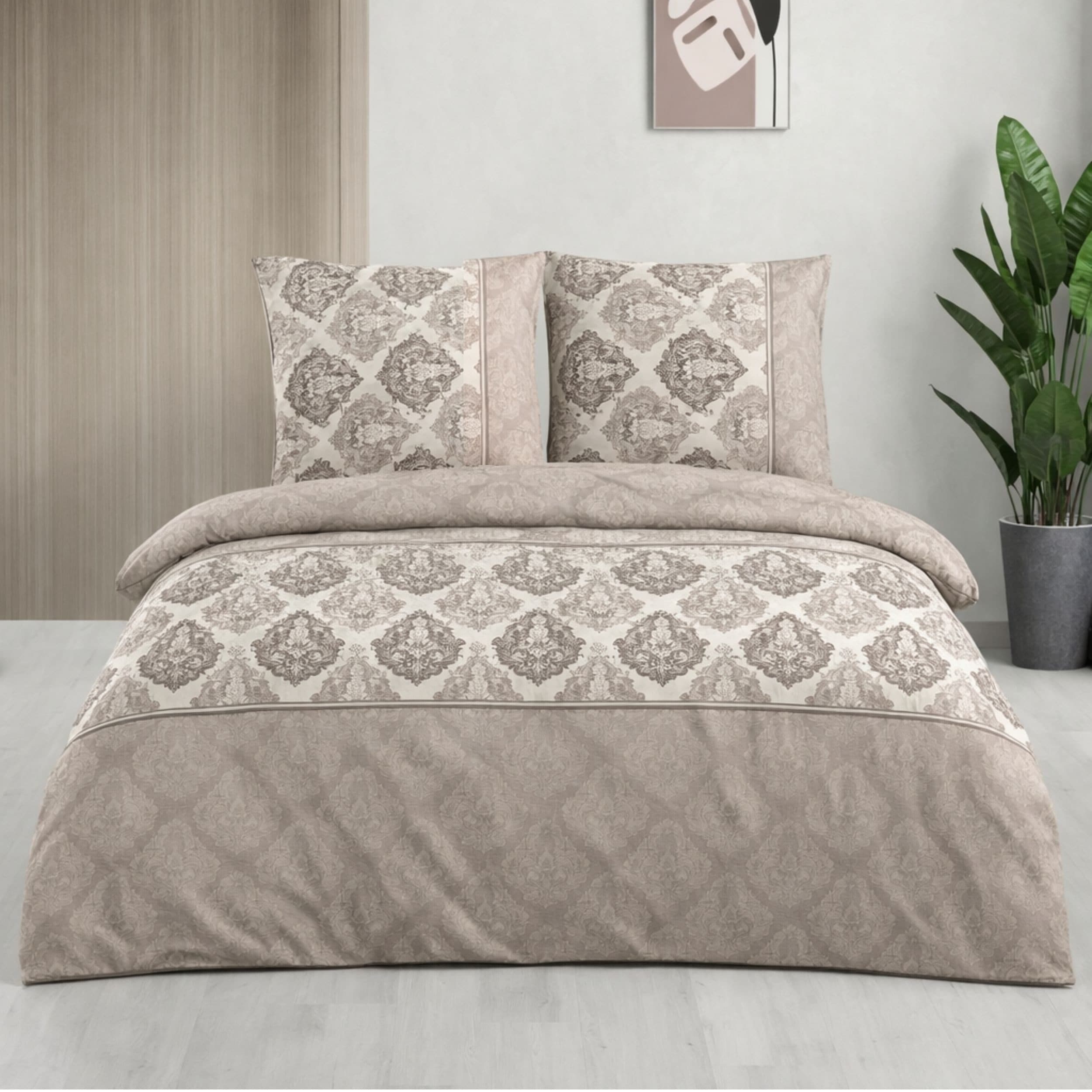 ZIRVEHOME Bettwäsche Ornament Design Braun Beige 2-teilig Baumwolle - Bild 2