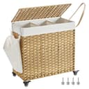 SONGMICS Wäschekorb 140 L 3 Fächer Grau Bild 2