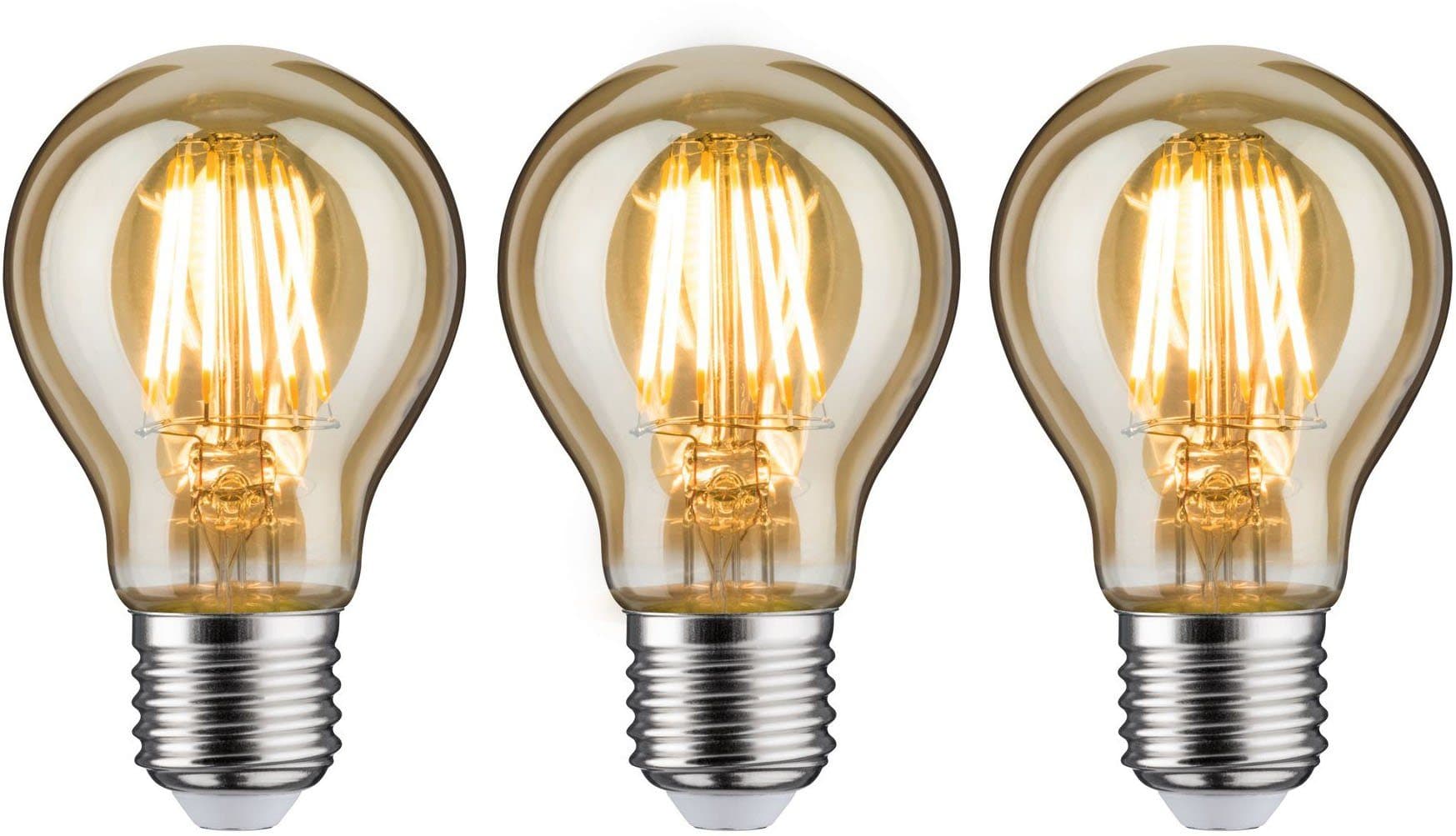 Paulmann LED-Leuchtmittel 3er Pack 6,5 W E27 Warmweiß Gold - Bild 2