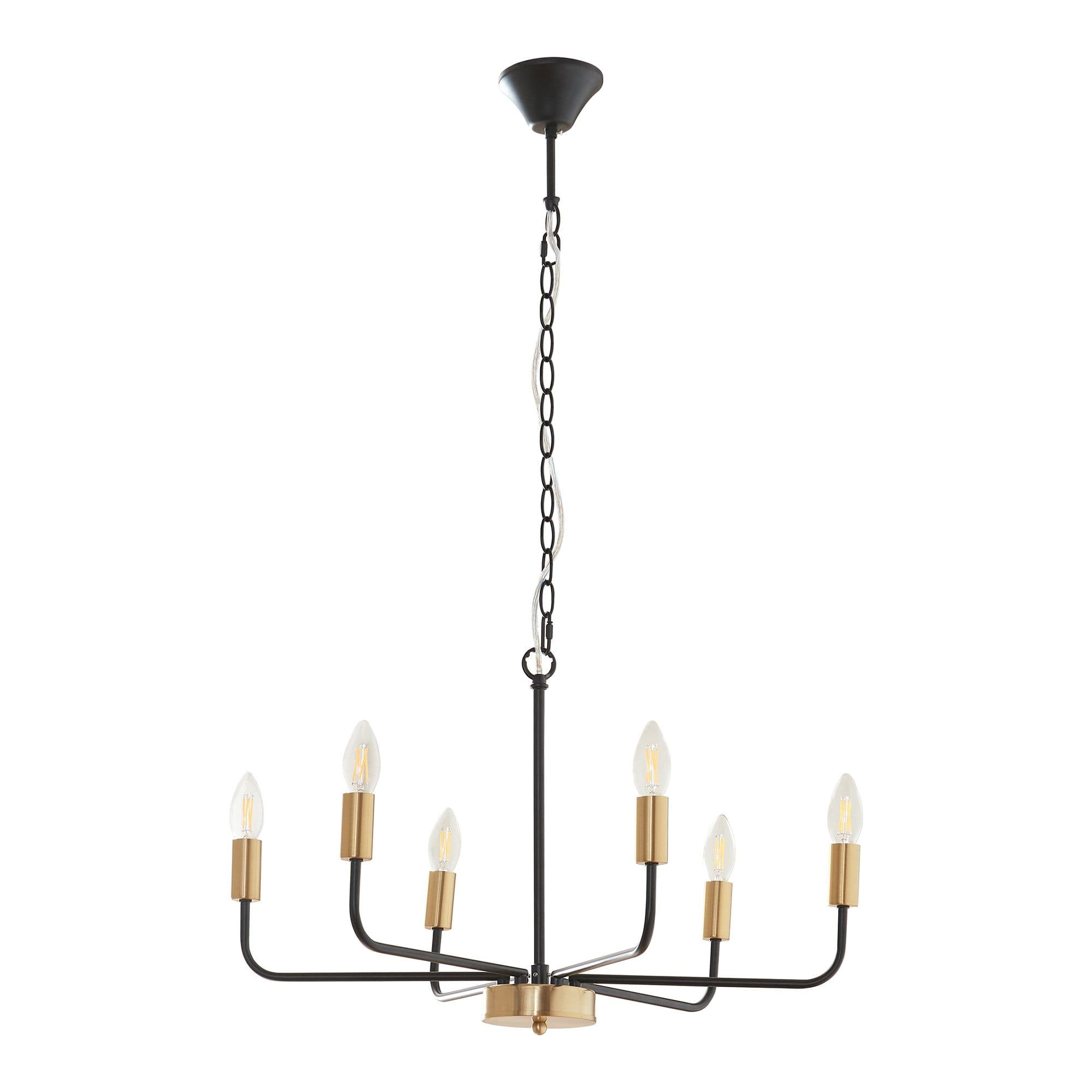 lux.pro Kronleuchter Bishop 6-flammig Metall Schwarz/Messingfarben - Bild 2